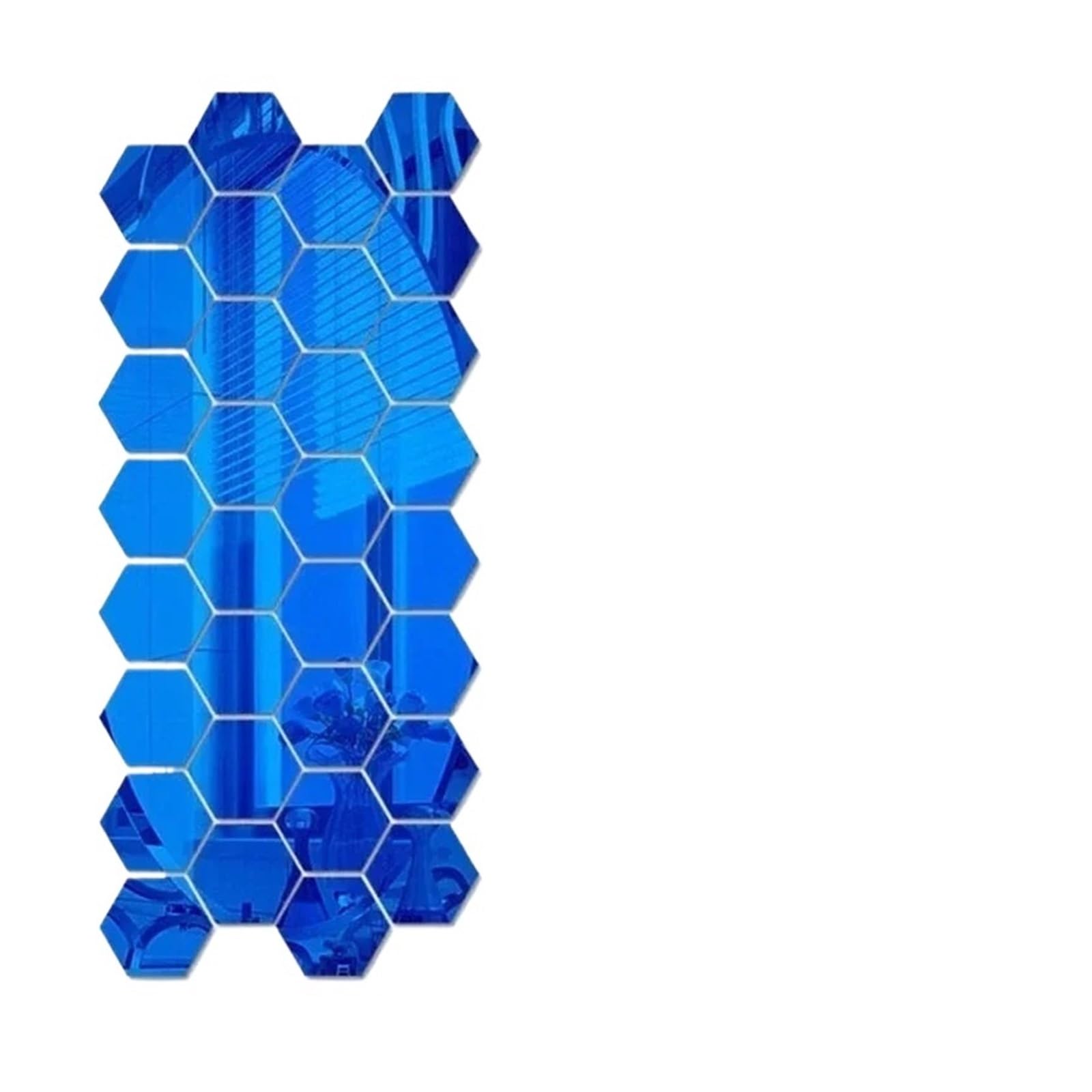 Hexagonal Mirror Wall Sticker Hexagon Mirror Wall Stickers Self-Adhesive Removable 3D Mirror Decals Art Wall Decals for DIY Home Bedroom Decoration(XS-Blue,10PCS)