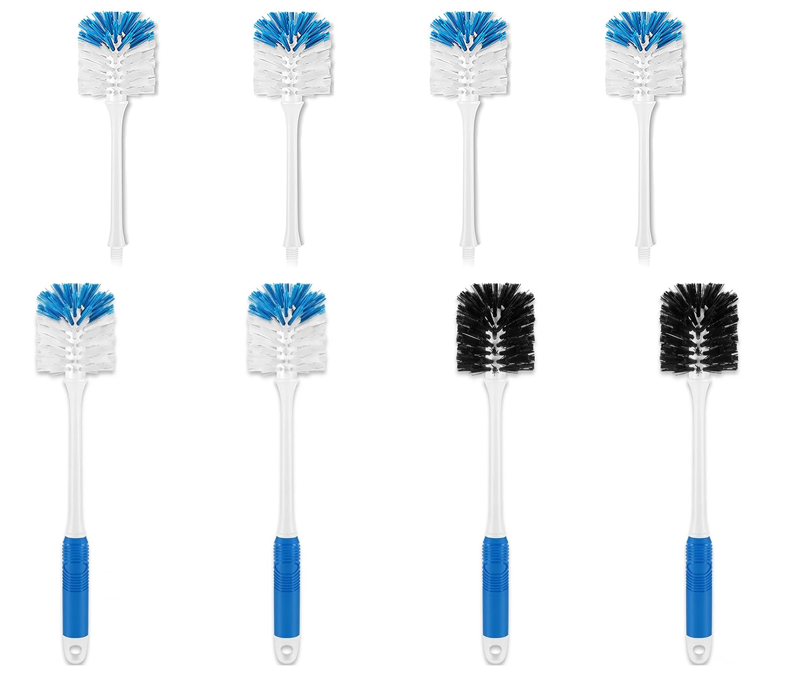 Bottle Brush 4-Pack with 4 Brush Heads, Baby Bottle & Water Bottle Cleaner Brush with Long Handle and Dual-Action Bristles