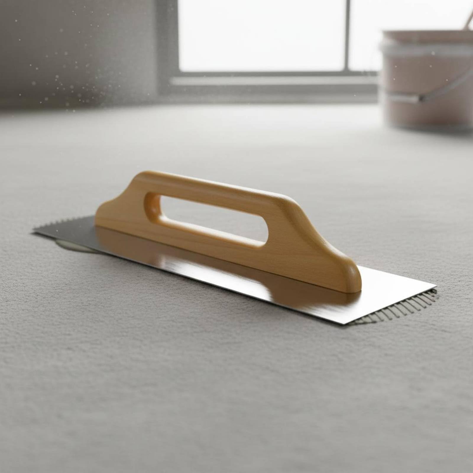 predolo Frattone Dentato Acciaio Al Carbonio Cazzuola Dentata Impugnatura Confortevole Spatola per Colla per Piastrelle Piastrellisti, 60CM, Senza Denti