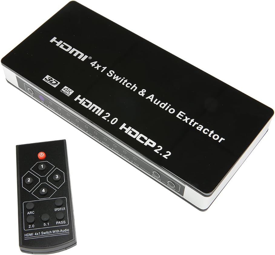 HDMI 2.0 4x1 Switch Switches Swither 4K With Audio Extractor And HDCP 2.2 Support Full HD 4Kx2K 3D
