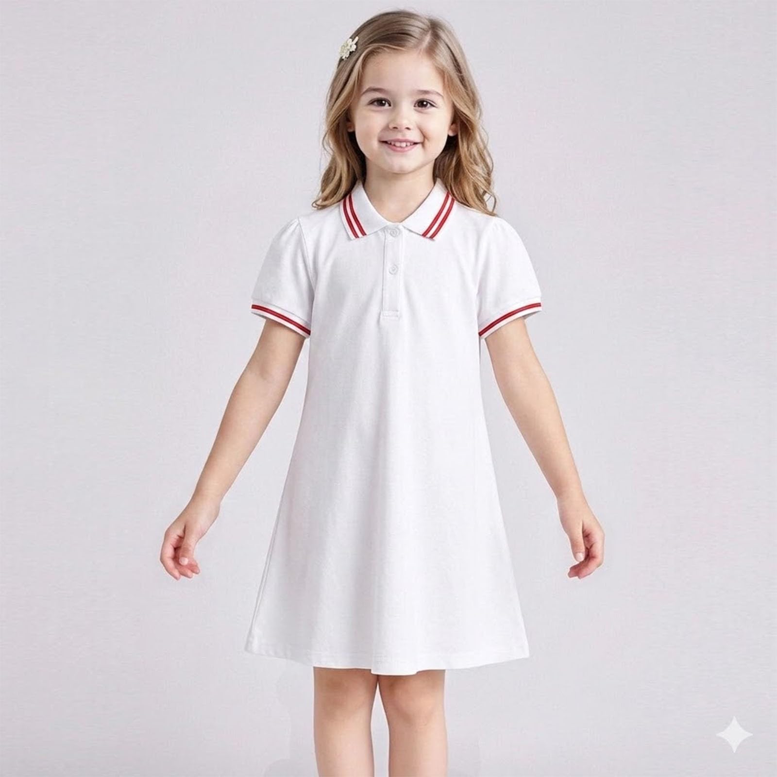 Vestido de verano para niñas, vestido polo de manga corta para niños, casual, deportes, escuela, tenis, golf, suave, cómodo, para vacaciones, vestidos acampanados