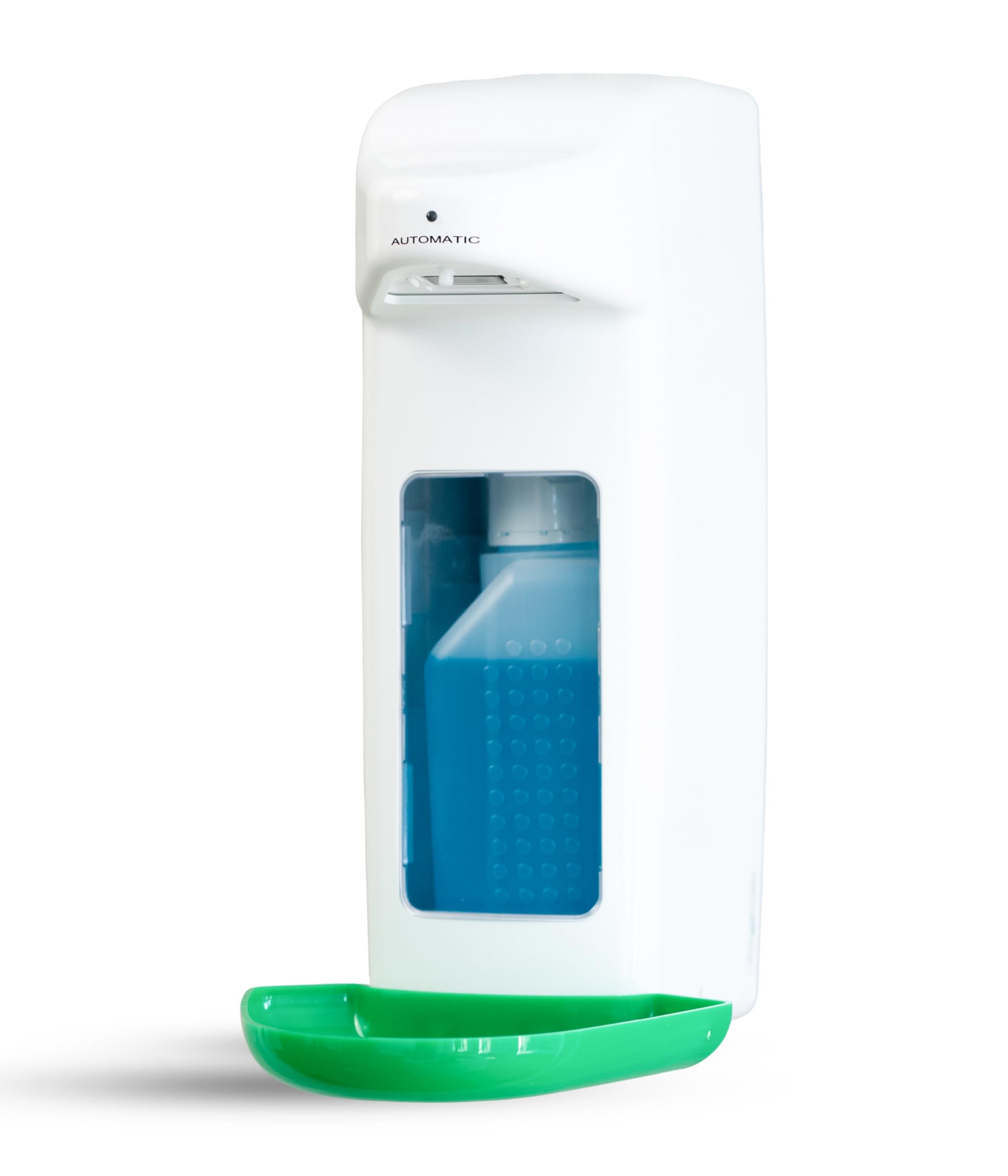Dispensador de desinfectante automático para botellas europeas, dispensador europeo y dispensador desinfectante con sensor, dispensador de jabón de pared y recargable (blanco con verde