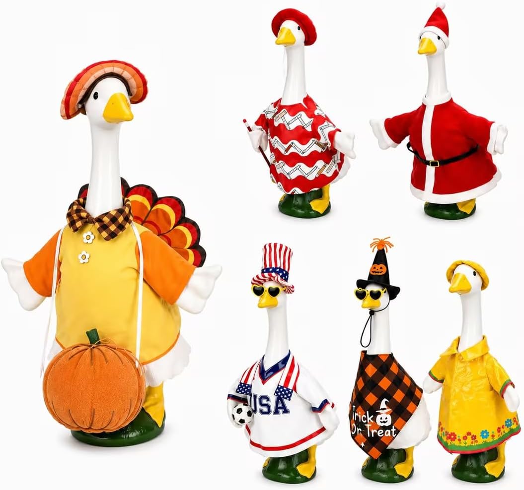 6 Set Holiday Porch Goose Clothes for 23" Goose, Late-Year Seasons