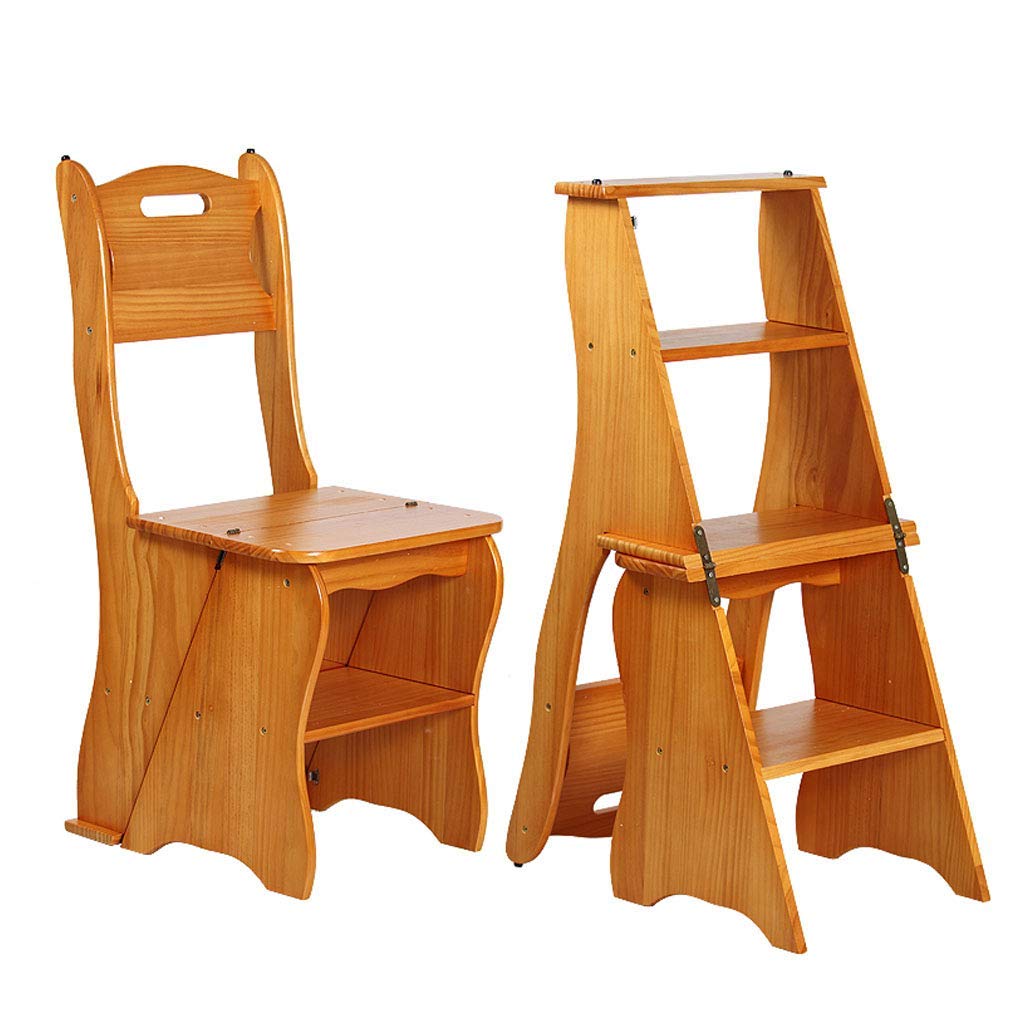 Escabeau bois massif pour cuisine et bureau avec chaise escabeau retro pliante