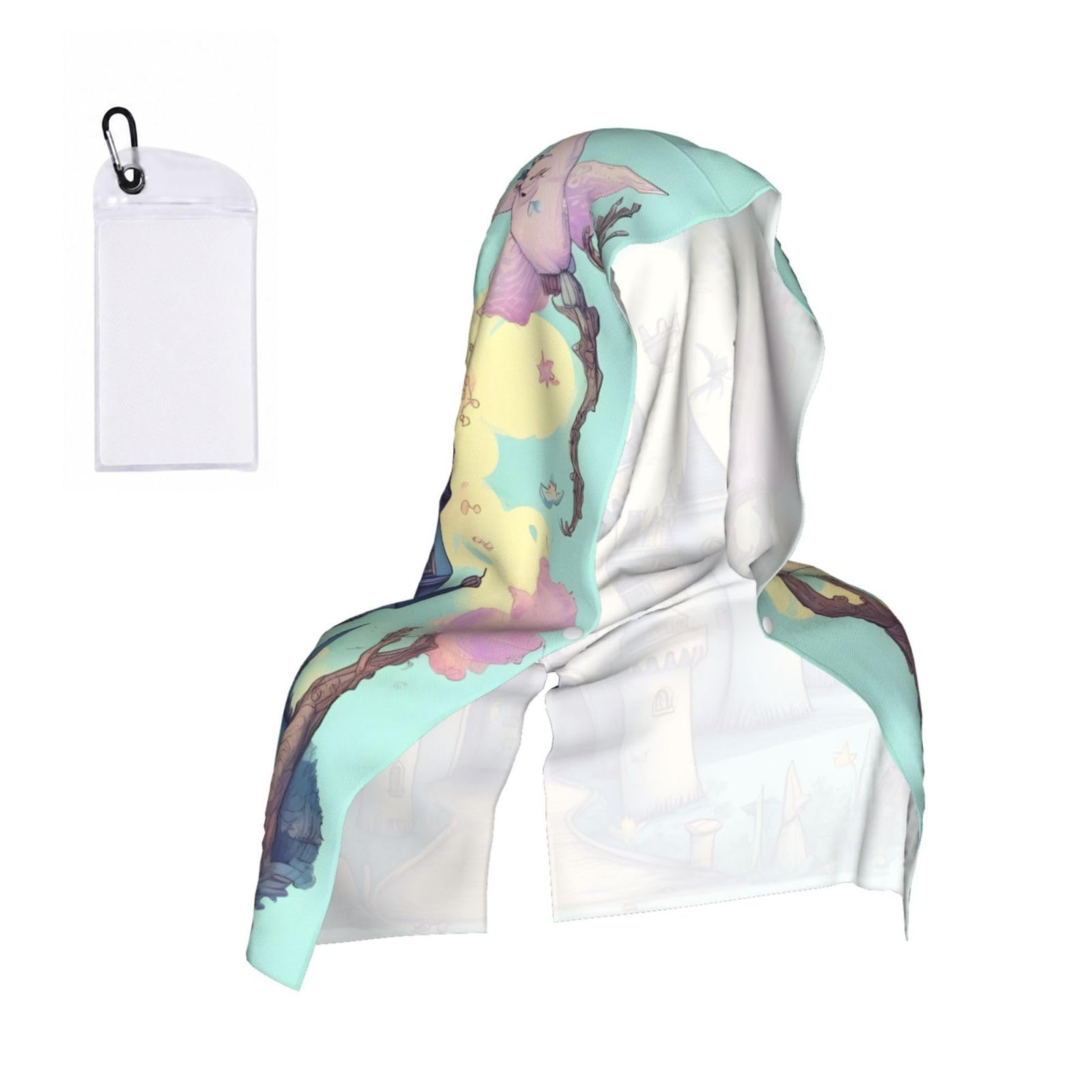 CNTDBU Fairytale Castle Cooling Towel Hooded-Instant Chill Neck Cover for Sports, UV Cooling Rag for Running Gym