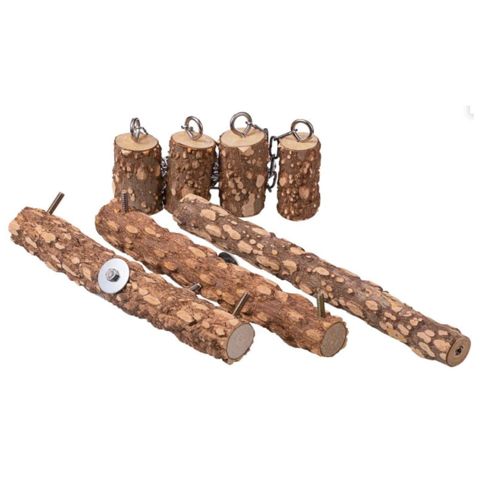 Giocattoli per uccelli posatoio in legno per grandi uccelli in legno naturale pappagallo altalena giocattolo da masticare facile da installare per grigi africani Mini ara altalena per uccelli trespolo