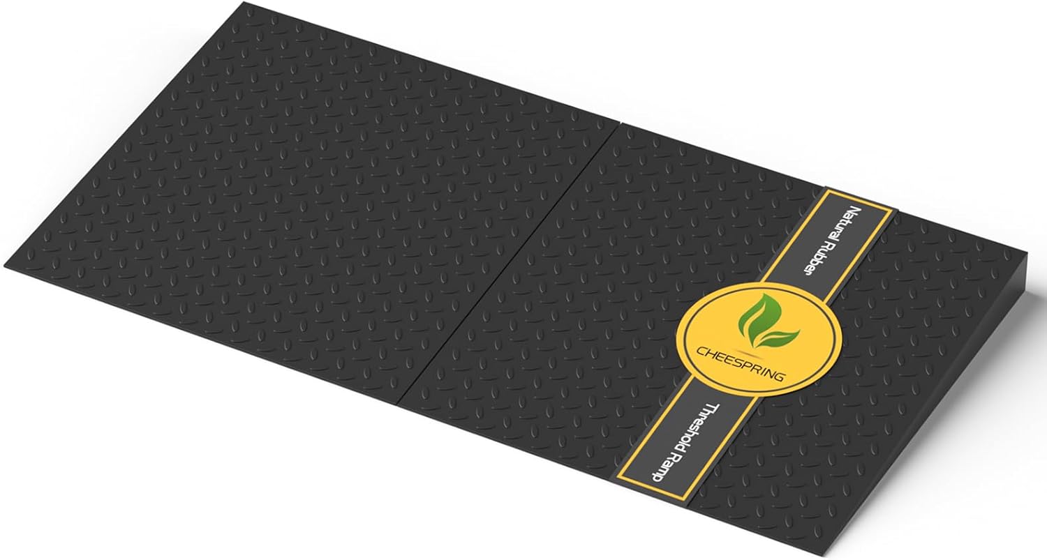 Threshold Ramp for Doorways 2.0" Rise, No-Slip Natural Rubber Door Threshold Ramps 3950 Lbs Load Capacity, 37.6” Length, Used for Wheelchair, Sweeper, Power Scooter