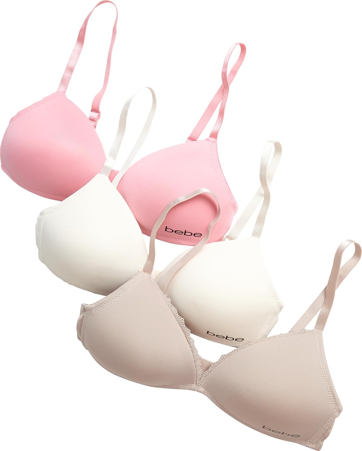 bebe Girls Training Bra - 3 Pack Training Bras Seamless Wireless Adjustable Straps Girls Padded Bras Kids Teens (30A-34A) - Image 3