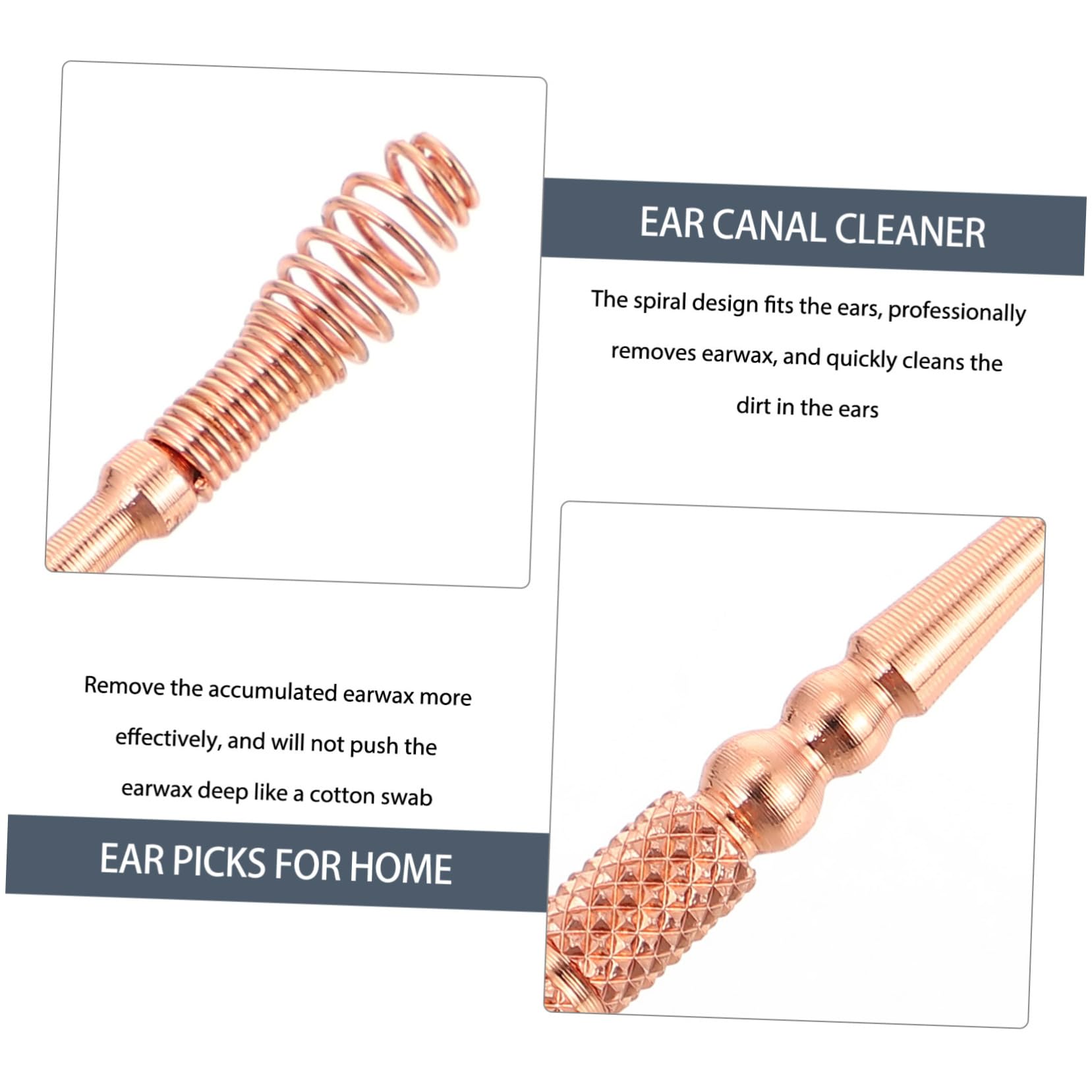 Healeved 6 in 1 Rose Gold Ear Cleaning Tools Earwax Digger Spiral Massage Scoops Ear Scoop Spoon Earwax Water-Proof Smooth Surface Say No to Harsh Cleaning