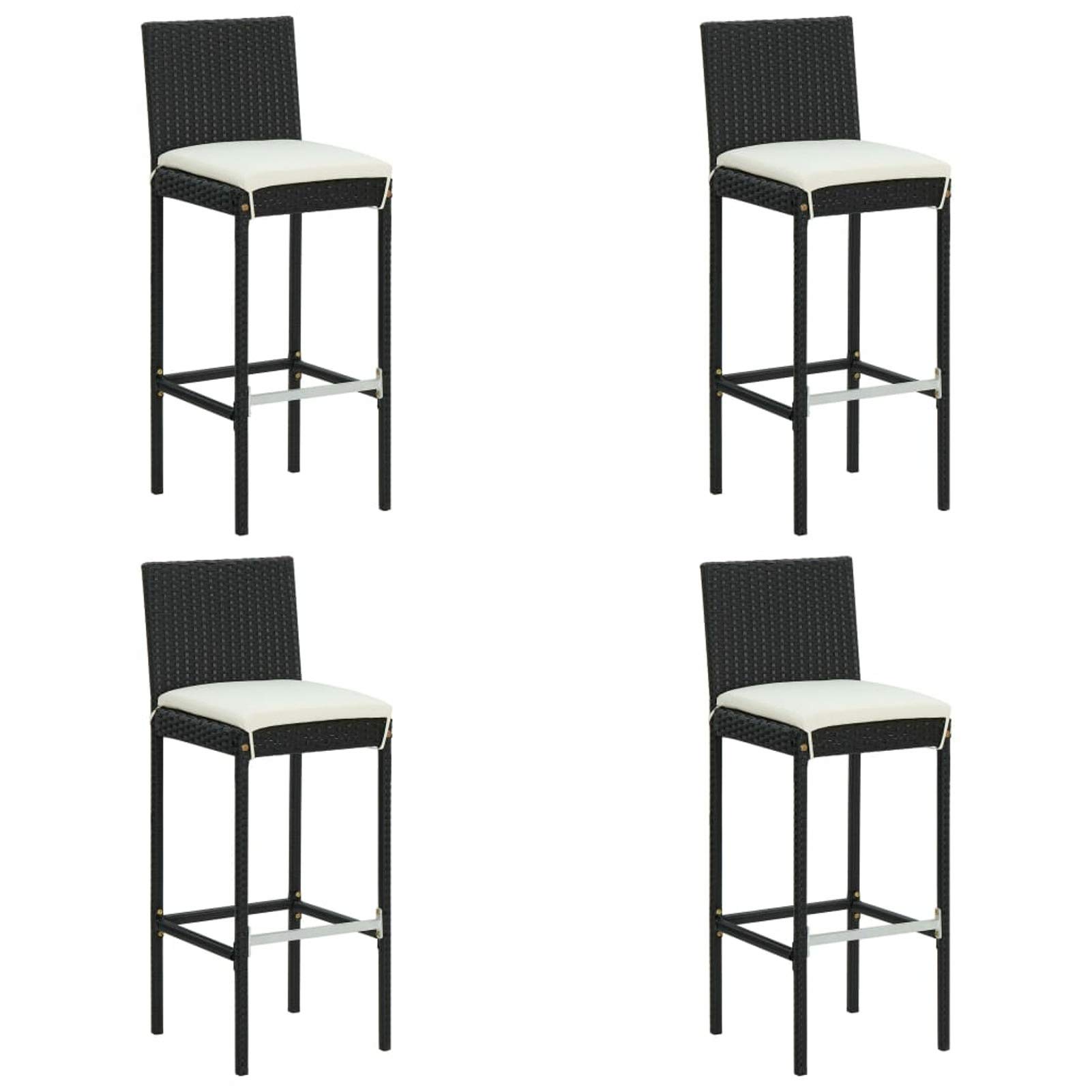 Tidyard Catherinol Ensemble Bar de Jardin Meubles d'Extérieur Table et Chaises de Patio Meuble de Bar de Jardin 5 pcs et Coussins Résine tressée Noir