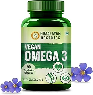 Himalayan Organics Omega 3 6 9 Vegan Natural Nutrition Supplement for Muscle , Bone , Heart & Skin - 90 Veg Capsules