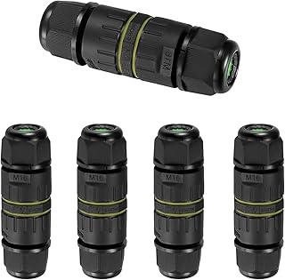 5 Pcs 3 Pole Waterproof Junction Box Outdoor Cable Connector, IP68 Junction Box External Inline Cable Connector, 2 Way Mains Electrical Weatherproof Sleeve Coupler Block Connector - Ø 6mm-12mm/Black