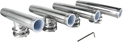HYDDNice 4Pcs Tournament Style Clamp on Fishing Rod Holder for Rails 1-14" to 2" Rail Mount Stainless Steel Adjustable Fishing Rod Holder