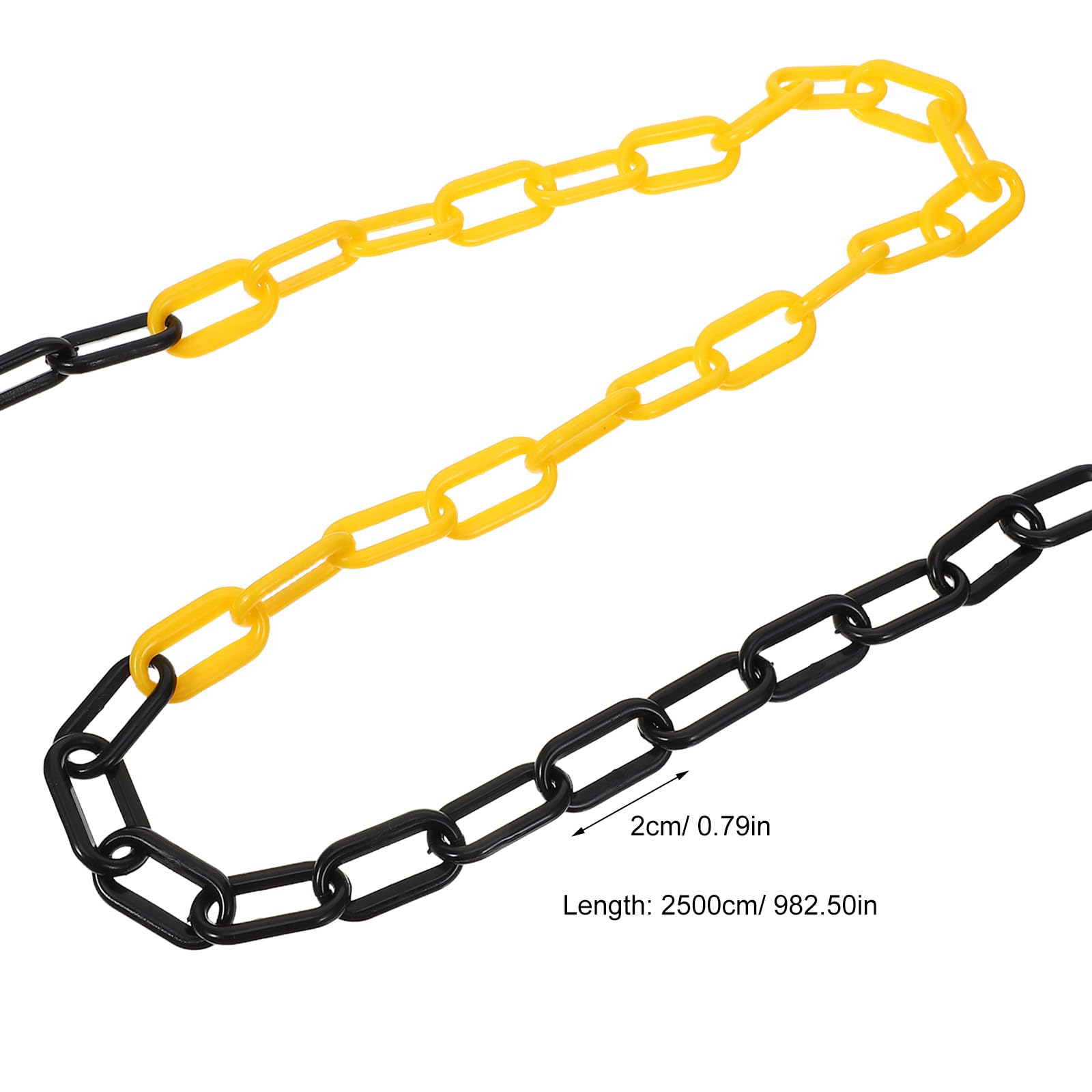 Veemoon Cadena Barrera de Seguridad de Plástico 6 Mm Amarillo y Negro, 25 Metros, Barrera de Cadena para Estacionamiento y Control de Multitudes en Obras Industriales y Zonas Públicas