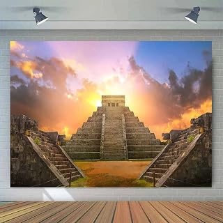 Aztec Mayan Pyramid Backdrop Ancient Architecture Ruins Photography Background Sky Clouds Photo Studio Props Adult Boy Girl Artistic Portrait Nature Scenic Vinyl Wallpaper BJZYEM88