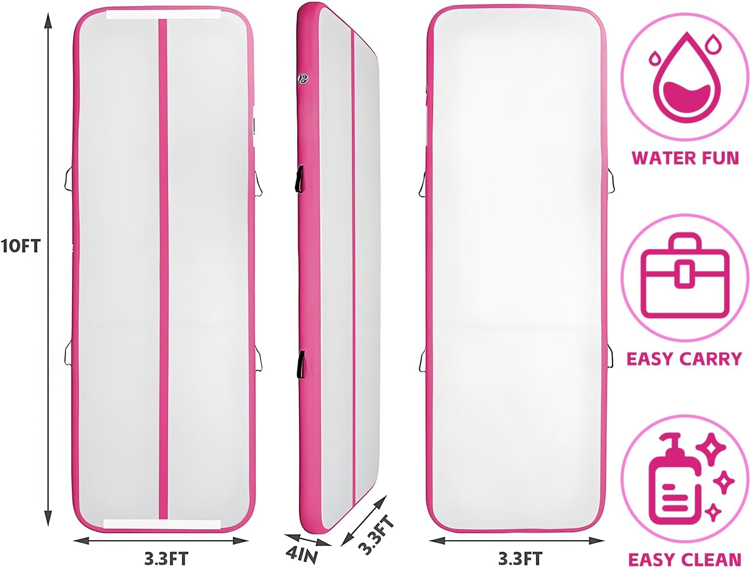 YUJIA Inflatable Gymnastics Mats For Tumbling Track, Home & Outdoor Training, Air Track Tumbling Mat With Air Blower & Carry Bag, Multiple Sizes 10FT/13FT/16.4FT/20FT Ideal For Yoga, Cheer & Practice Easy Inflation