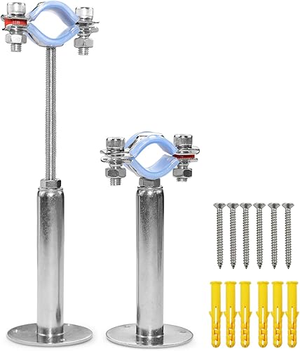 Miniatura 11 de AKIHISA Soporte de tubo de montaje en techo de 1-37/64 pulgadas, paquete de 2 ganchos ajustables de acero inoxidable 304 con anillo dividido de