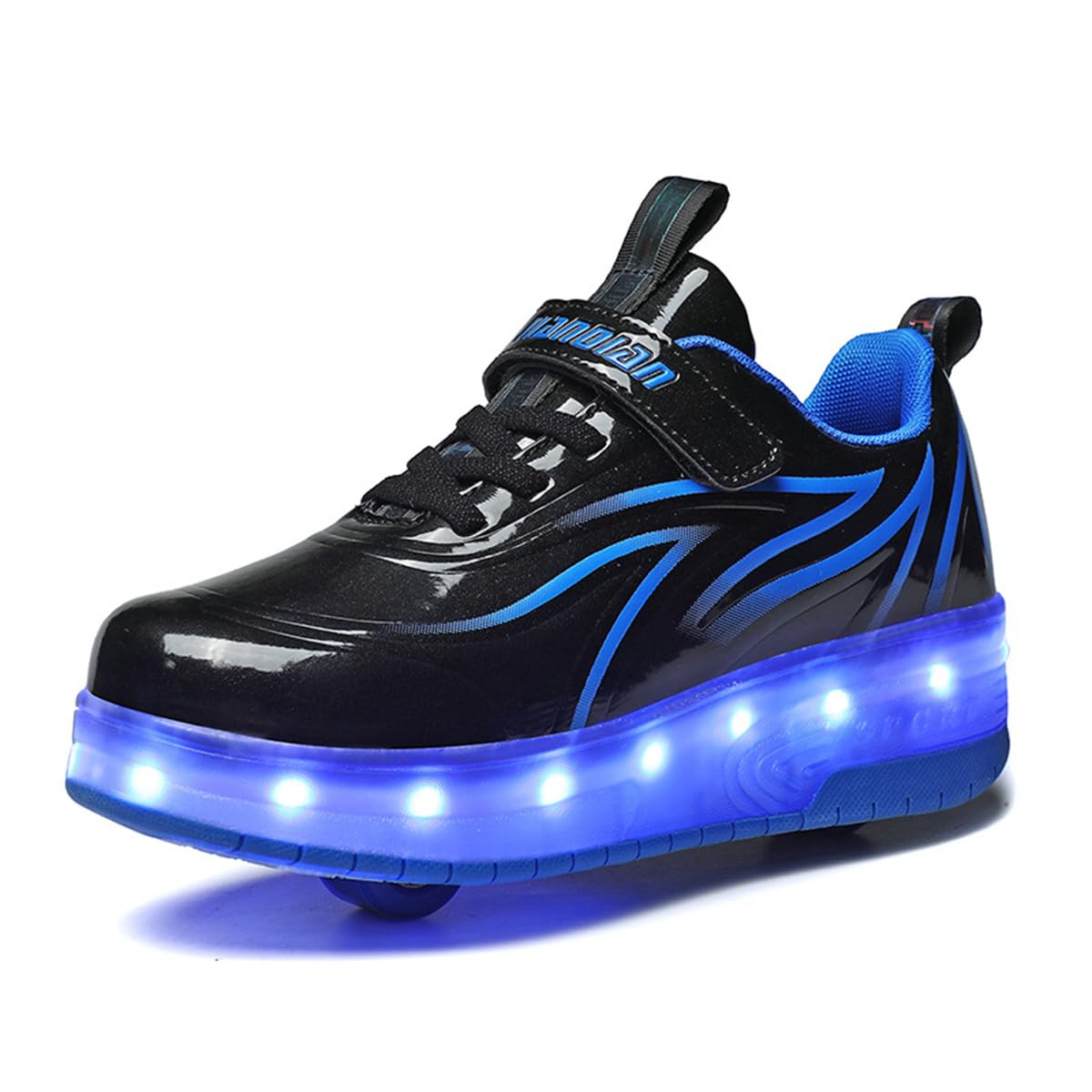 Mateju Chaussures à roulettes Garçons et Filles, Patins à Deux Roues Rétractable 2 en 1 Enfants Chaussures de Skateboard Adolescents Chaussures de Sport pour Intérieur Extérieur