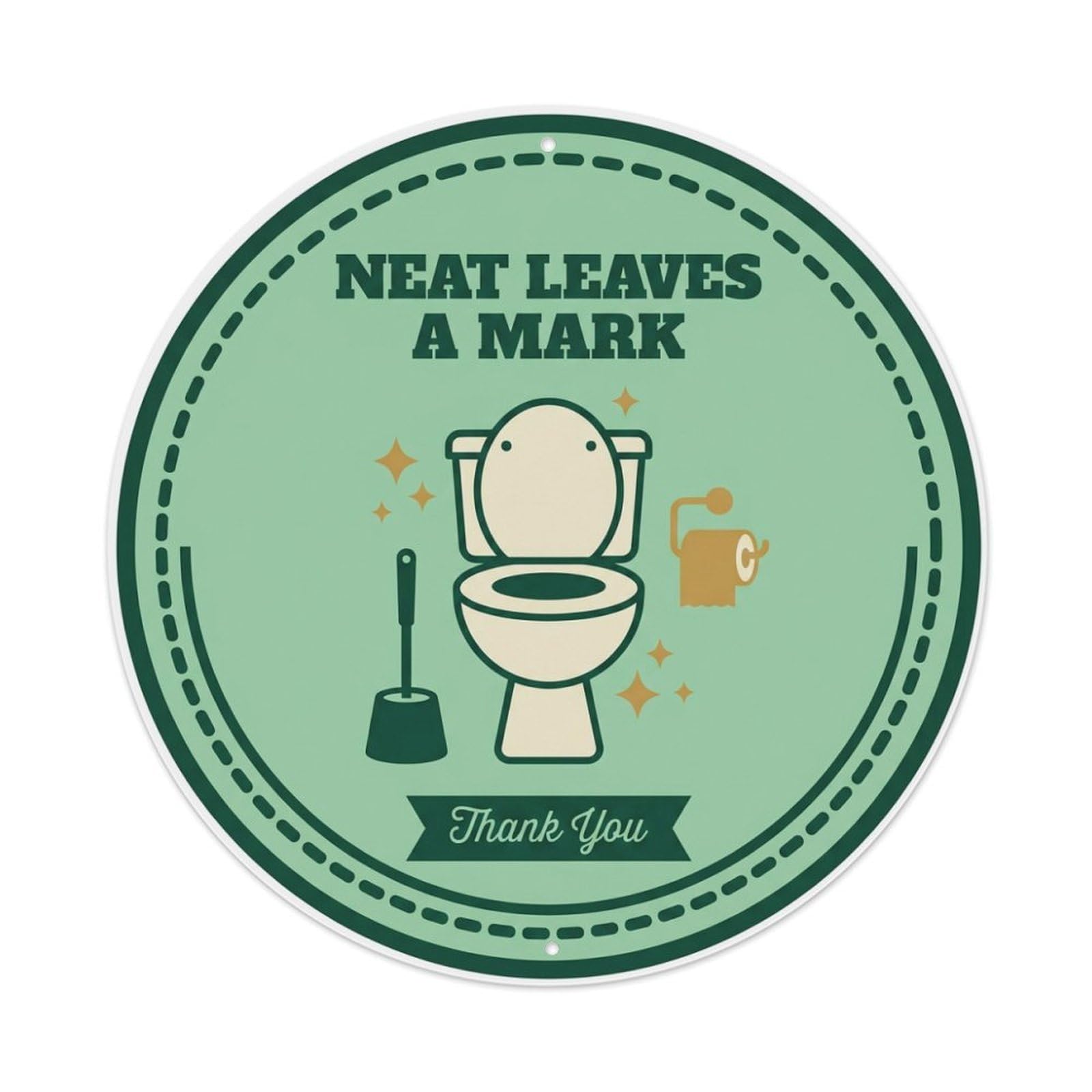 Metal Tin Sign Toilet Clean Bathroom Reminder Neat Leaves A Mark