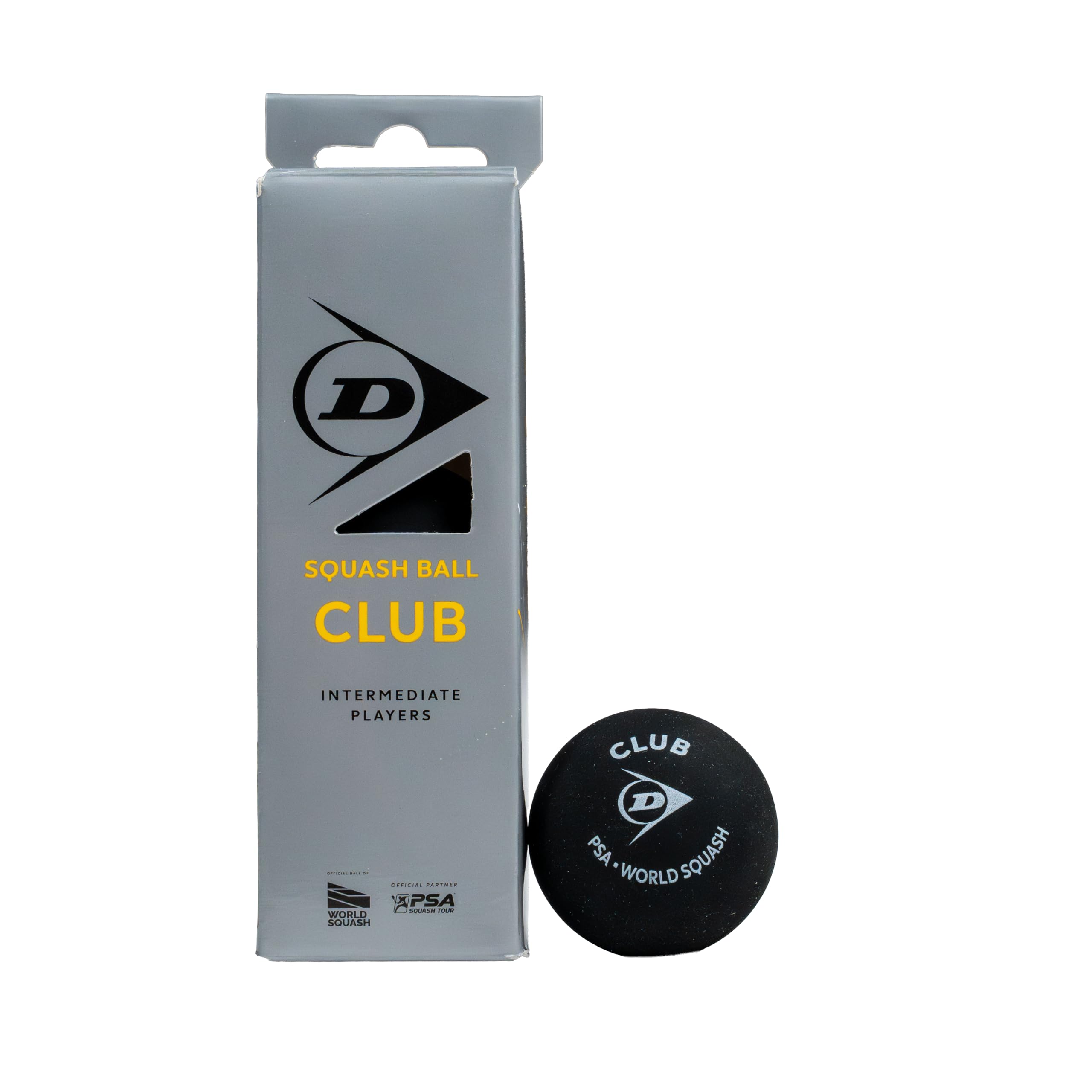Dunlop Squash Balls Club, Single Yellow Dot, 3 Balls