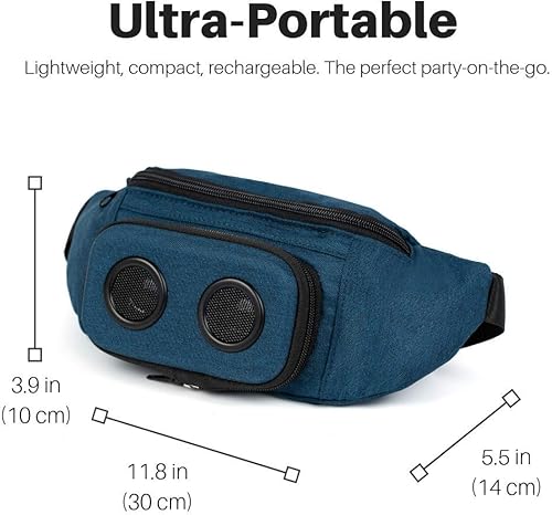 Miniatura 4 de Fannypack con altavoces. Riñonera Bluetooth para fiestasfestivalesravosplayabarcos. Recargable, funciona con iPhone y Android (azul), Azul