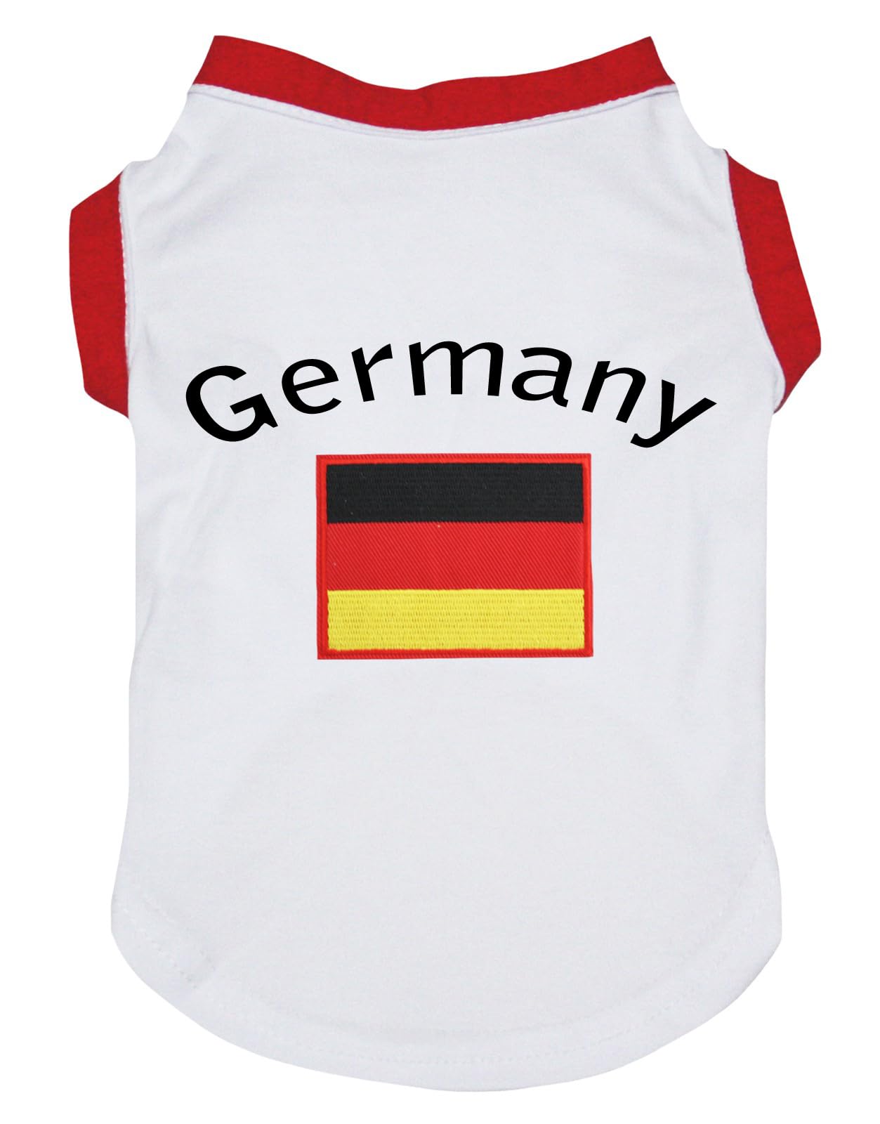 Petitebelle Germany & Flag Puppy Dog Shirt (White/Red Hem, Medium)