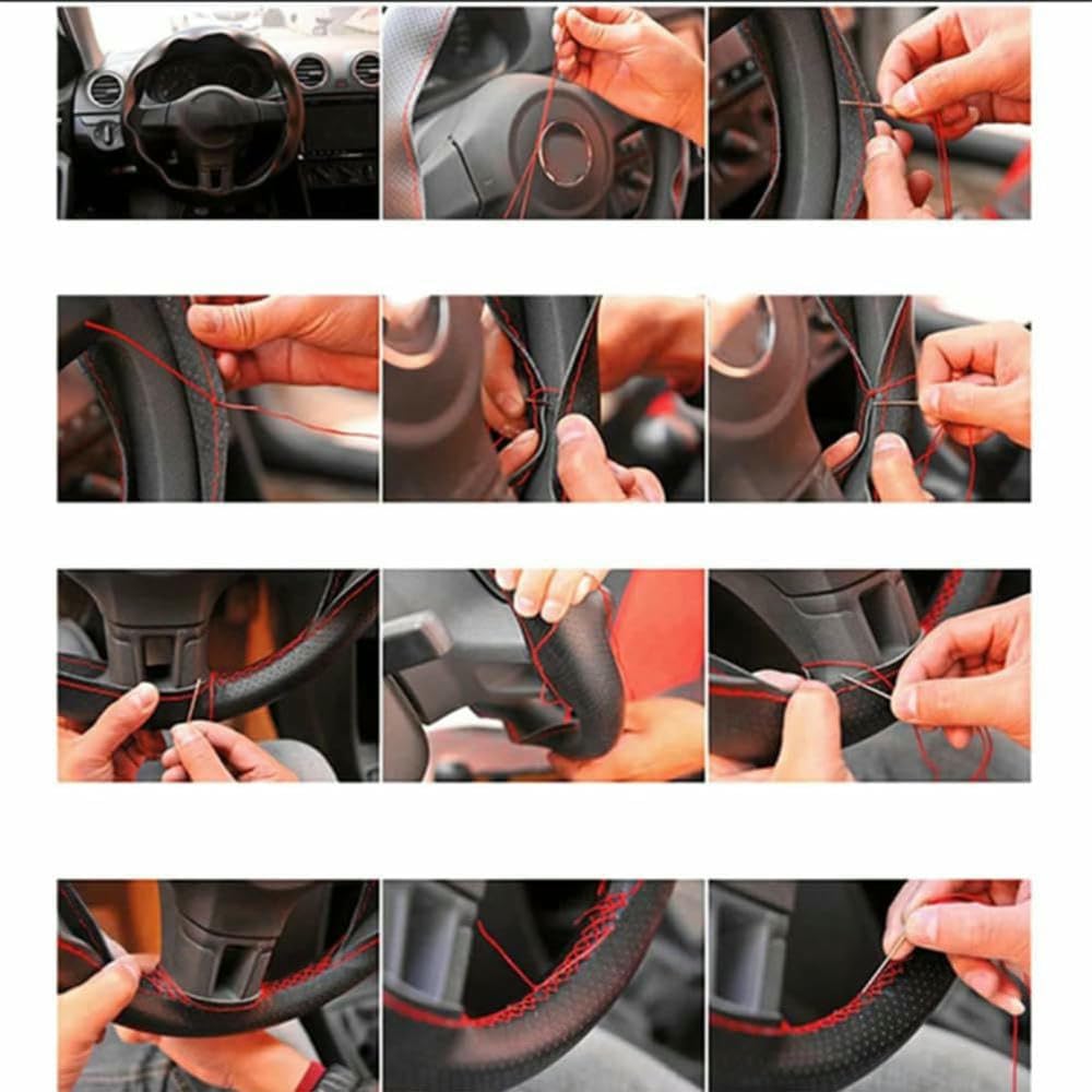 Pokrowiec na kierownicę samochodu czarny skórzany zamsz, do Seat Leon Cupra R Leon ST Cupra Leon ST Cupra Ateca Cupra Ateca FR