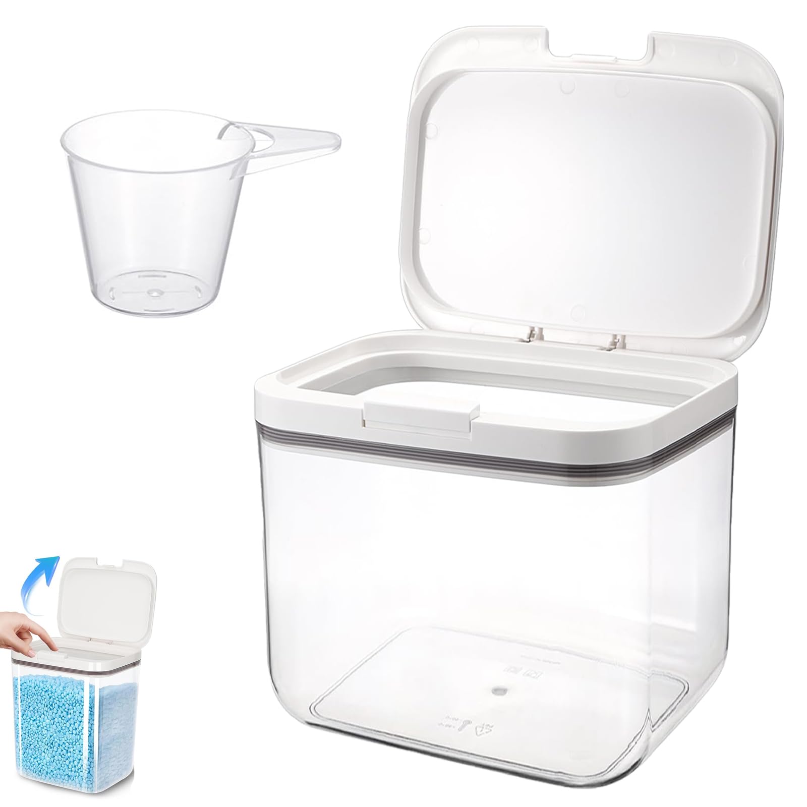 Boîte De Rangement Pour Détergent, 5,5L Boite Lessive, Boîte De Rangement Pour Poudre à Laver, Récipient Pour Poudre à Lessive Grande Capacité Boite Lessive, Pour Nourriture Pour Chien, Adoucissant