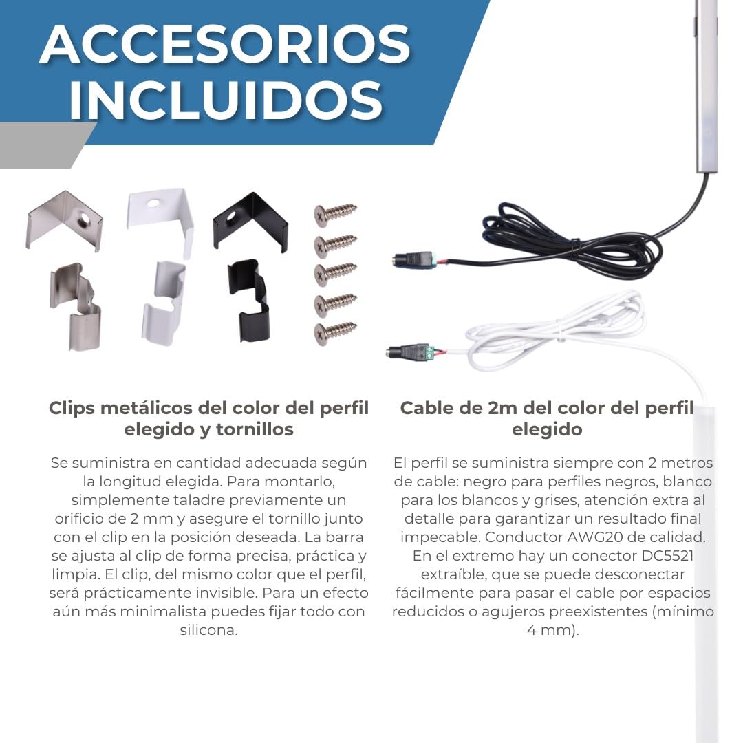 AFTERTECH Barra LED Perfil Plano de Aluminio NEGRO al centímetro de 20 a 300cm en UNA SOLA PIEZA - LUZ POTENTE 19,2w/m 180led/m - PERSONALIZABLE Bajo Mueble de Cocina