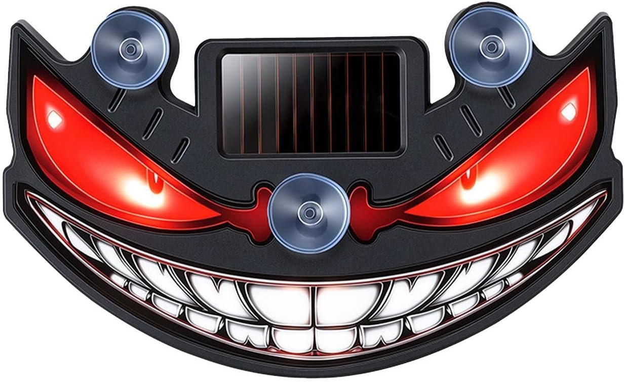 Funny Car Windshield LED Eyes, Solar Powered Warning Light, Waterproof