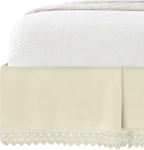Elegant Comfort Narina Collection Lace Bed Skirt 15inch Drop, 1500 Thread Count Egyptian Quality, Sophisticated Design for a Vintage Look- Easy Care
