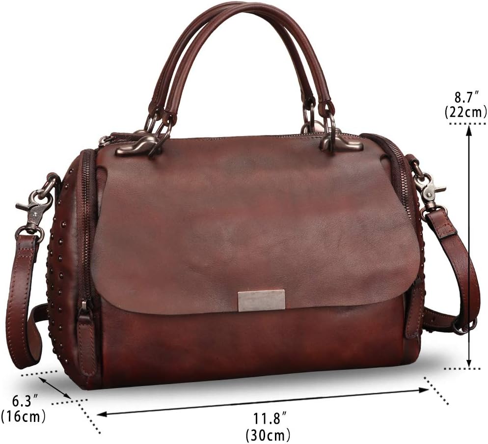 Genuine Leather Satchel Purses for Women Vintage Handmade Handbag Crossbody Shoulder Bag - Image 4