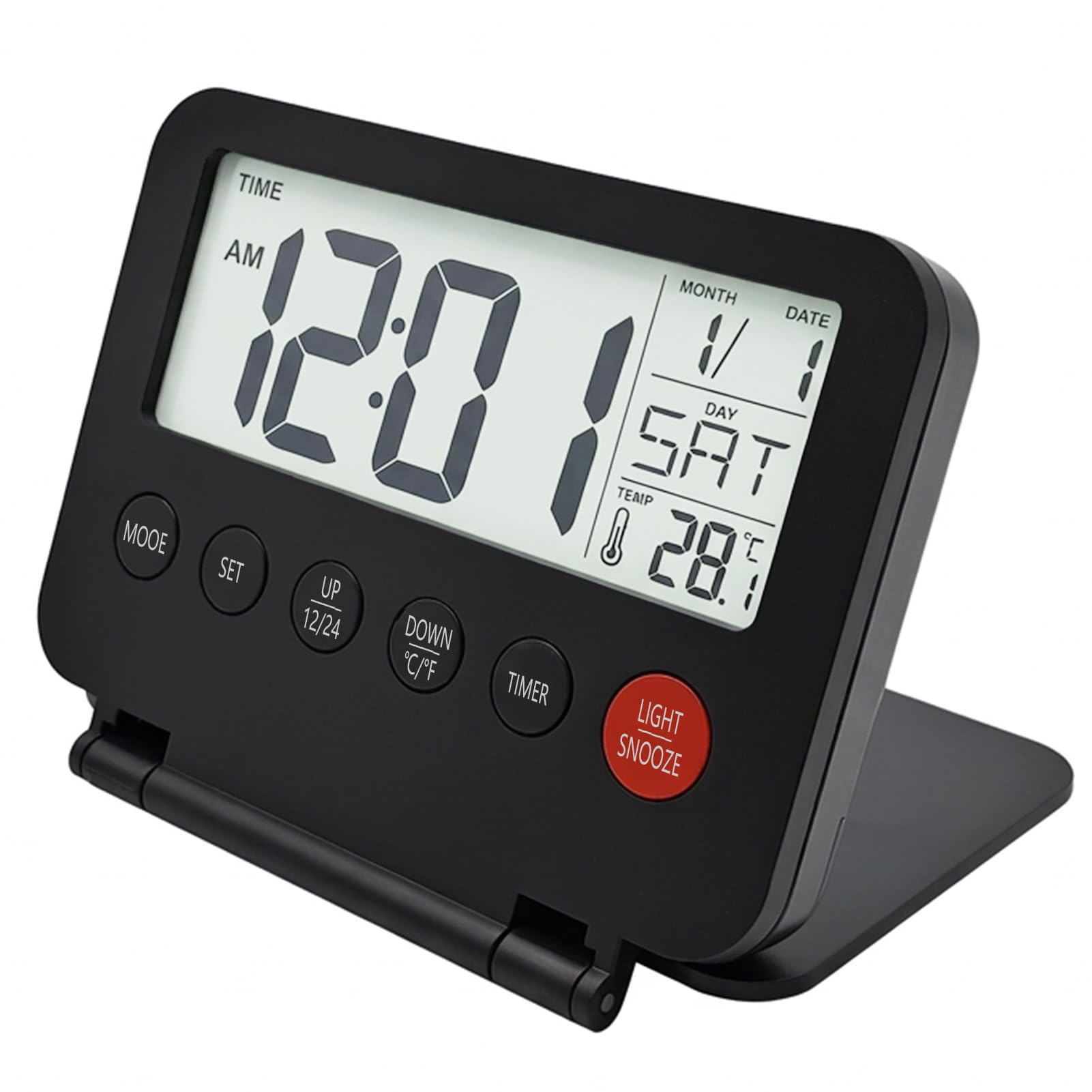 Klyk Digital Travel Alarm Clock, Foldable Battery Operated Small Clock