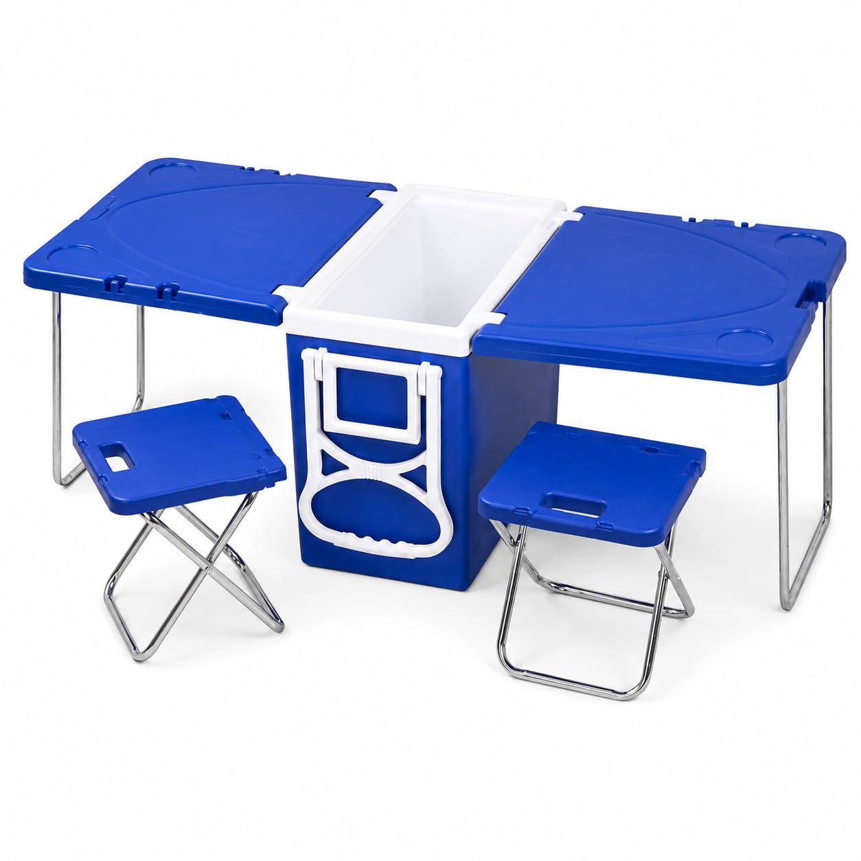Generico Tavolo Picnic Pieghevole con Frigo 28 L e 2 Sgabelli | Richiudibile
