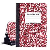 Vimorco Soft TPU Back Cover with Adjustable Stand Protector Case for iPad Air/Air 2, 9.7 Inch, Auto Wake/Sleep, Red Composition Book