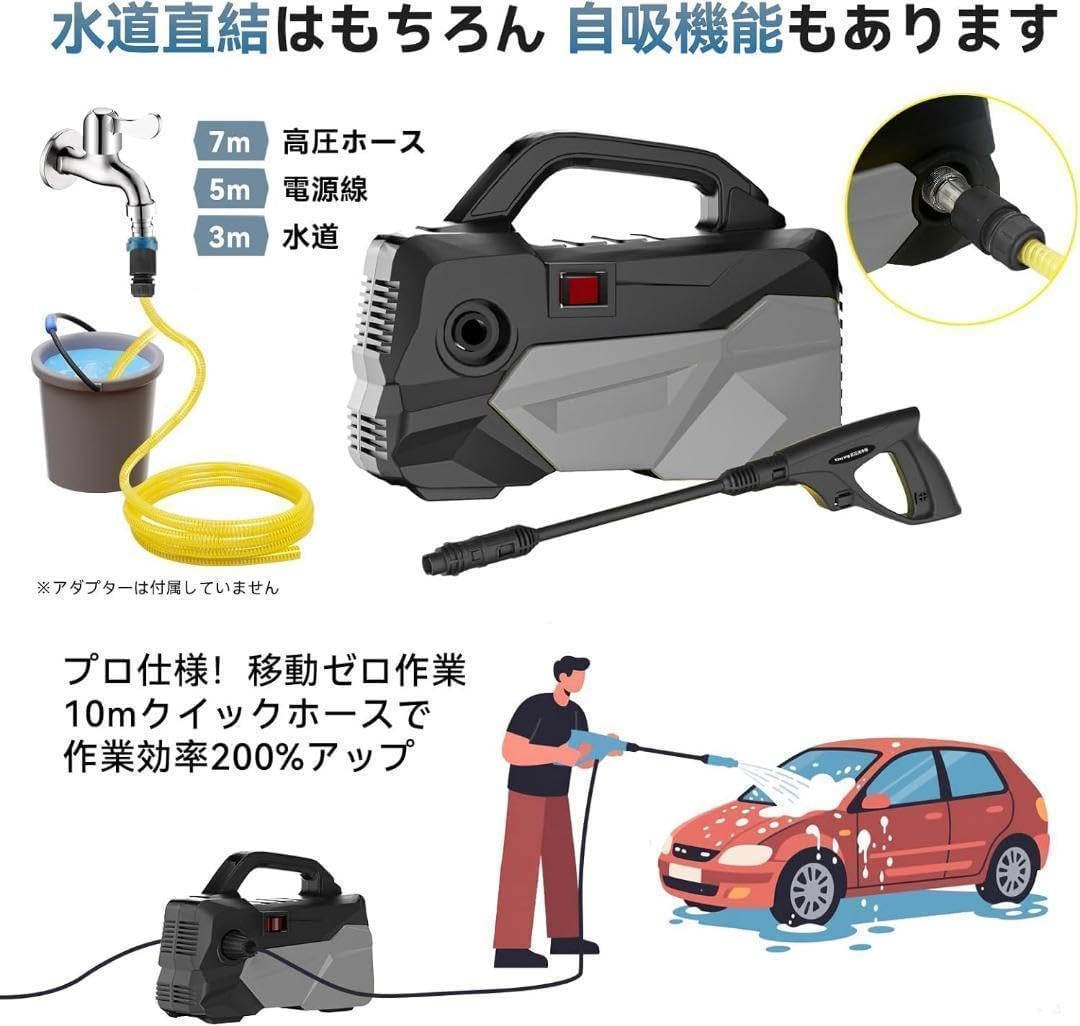 高圧洗浄機 12Mpa 超強力 超軽量 コンパクトA4サイズ 洗車 高圧洗浄機 12Mpa 超強力 超軽量 コンパクトA4サイズ 洗車