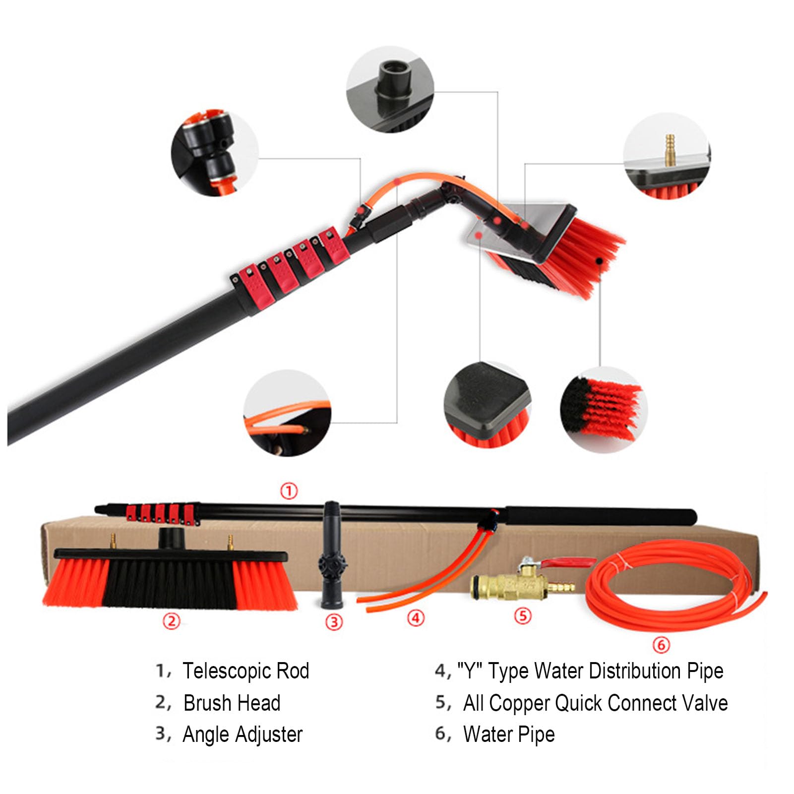 Kit Pulizia Pannelli Fotovoltaici 5.4m - Con Tubo 20m, Spazzola Regolabile, Leggero E Resistente - Foto 9