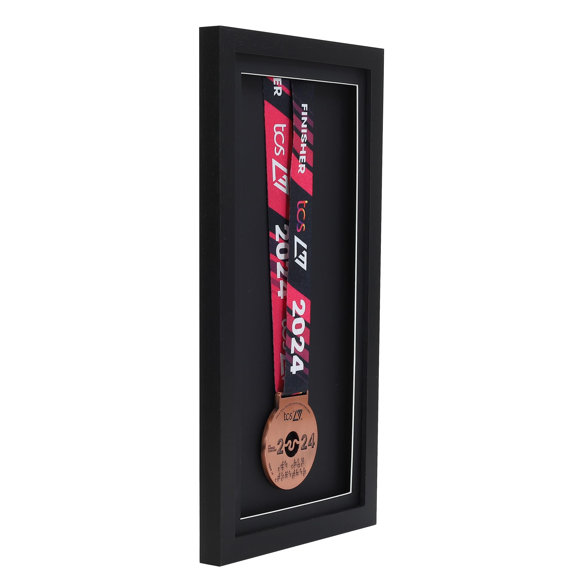 Large Medal display Frame with Apertures for Bib and Photo. Handmade. Perfect for Runners, Swimmers, Cyclists, Athletes | Marathon Medals