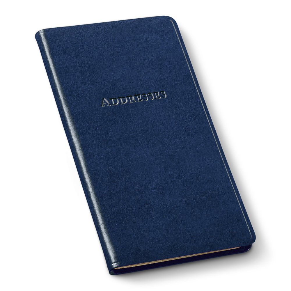 Gallery LeatherSmall Address Book with Alphabetical Tabs up to 403 Records, Leather Notebook Hardcover, Telephone and Address Books - 6x3.25", Pocket Address, Acadia Navy