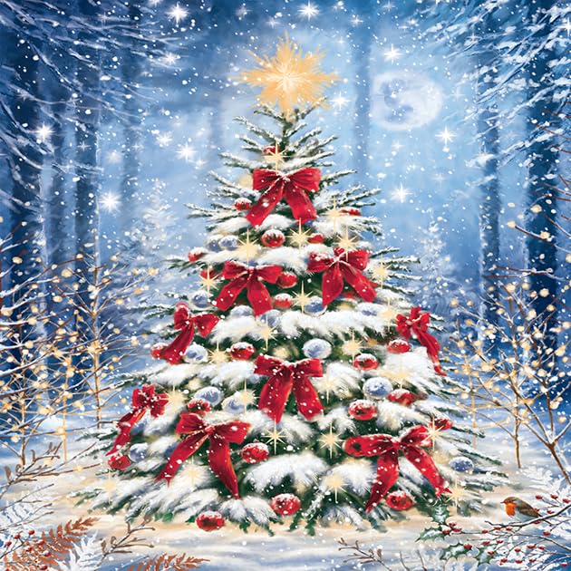 Noel Tatt Charity Christmas Cards Pack of 10 Snowy Woodland Tree Design