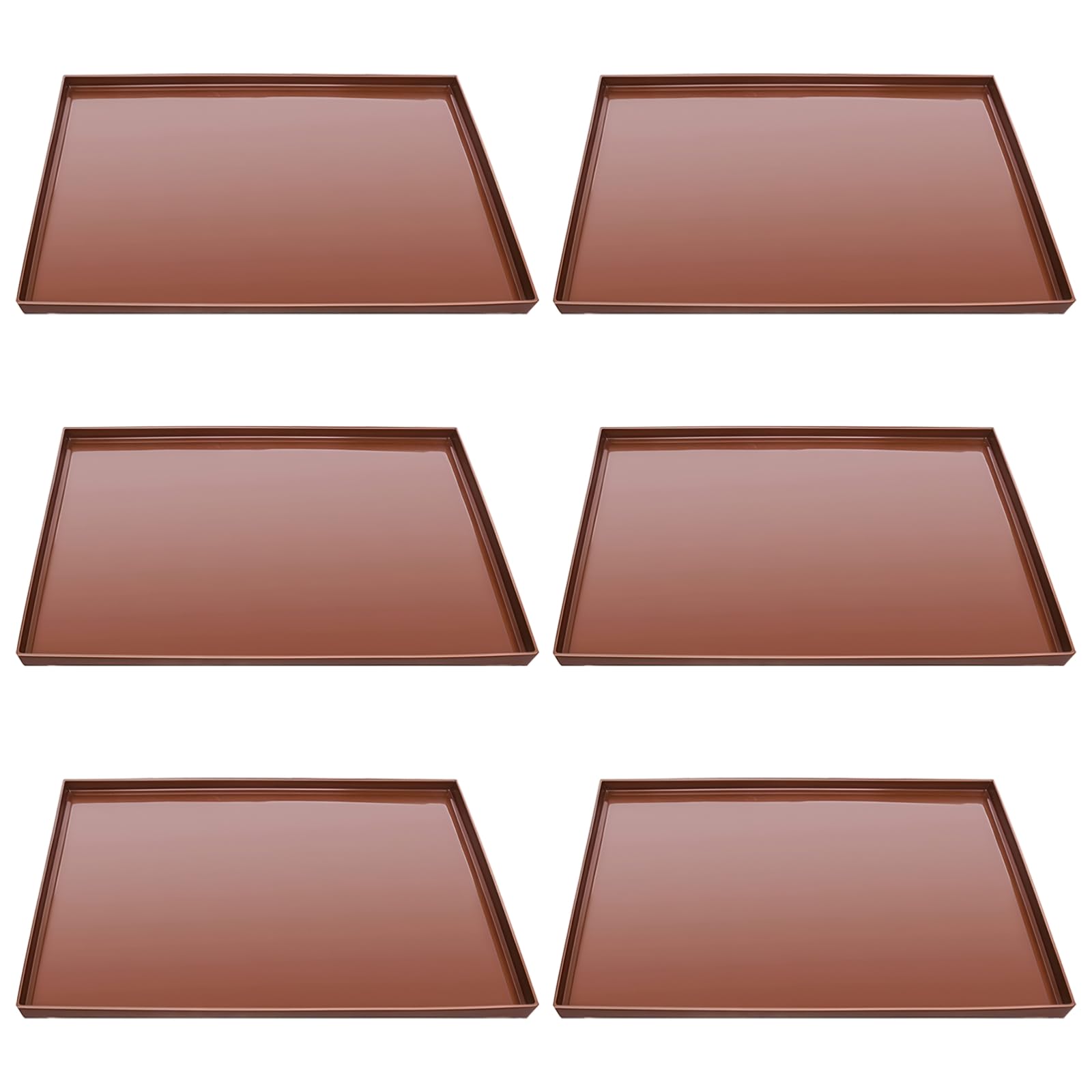 6 tapis en silicone pour déshydrateur, adaptés aux plateaux métalliques 30 cm x 33 cm, surface antiadhérente, compatibles avec le four, sans BPA, marron, pour feuilles de fruits, roulés de légumes et