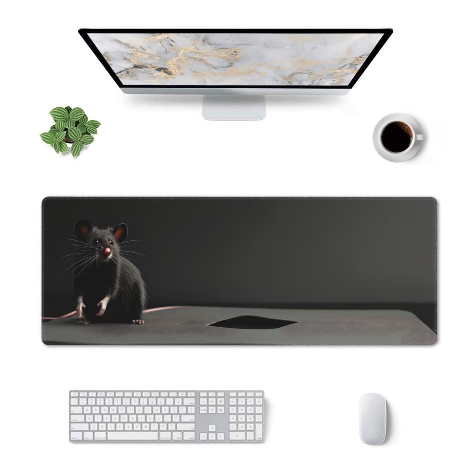Tappetino Mouse, Tappetino Mouse Gaming Grande XXL 1500x800x3mm Tappetino Scrivania Mouse Pad, Base in Gomma Antiscivolo, Bordi Cuciti,Lavabile, Mousepad per Ufficio e Gaming (Mouse nero) R-267