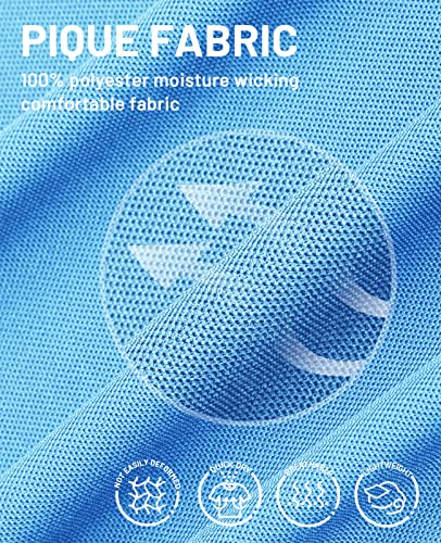 Mier Polo Shirts For Men Short Sleeve Quick Dry Polyester Collared Shirts Casual Golf Shirts, Moisture-Wicking, Light Blue, L #TOP1