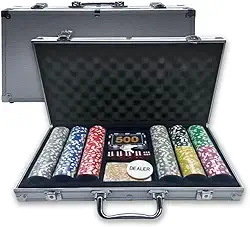 Kit Maleta Poker Com Fichas Holográficas Acrílicas Numeradas Para Jogo Pôquer 300 Peças Cores Vibrantes Cartas 5 Dados
