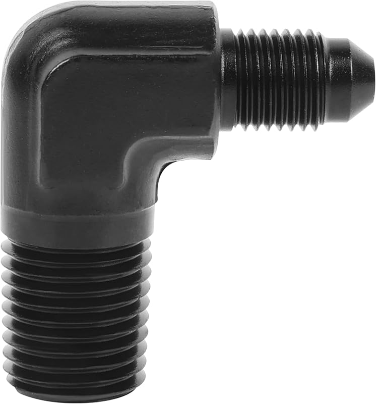 Adaptador Cotovelo 90° EVIL ENERGY 3AN para Rosca 1/4" NPT em Alumínio Preto – 1 unidade