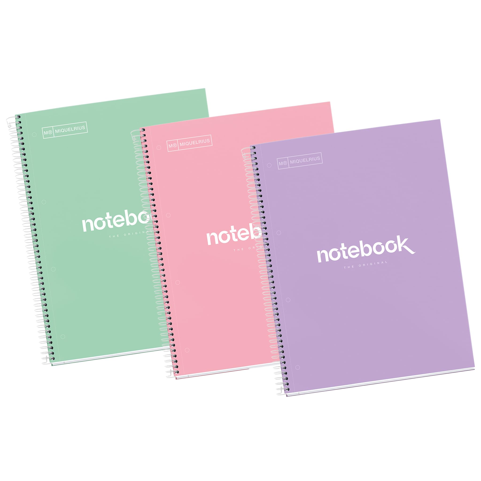 Miquelrius - Pack of 3 Emotions A4 Notebooks, 80 Sheets 90 g/m², Dotted Ruled (Dots), 1 Colour Strip, Micro-Perforated Spiral, Extra Rigid Cover, 4