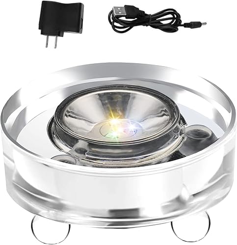 CDIYTOOL Base de luz LED de cristal, base de exhibición iluminada multicolor, soporte de pedestal intermitente automático de 3 pulgadas, placa de