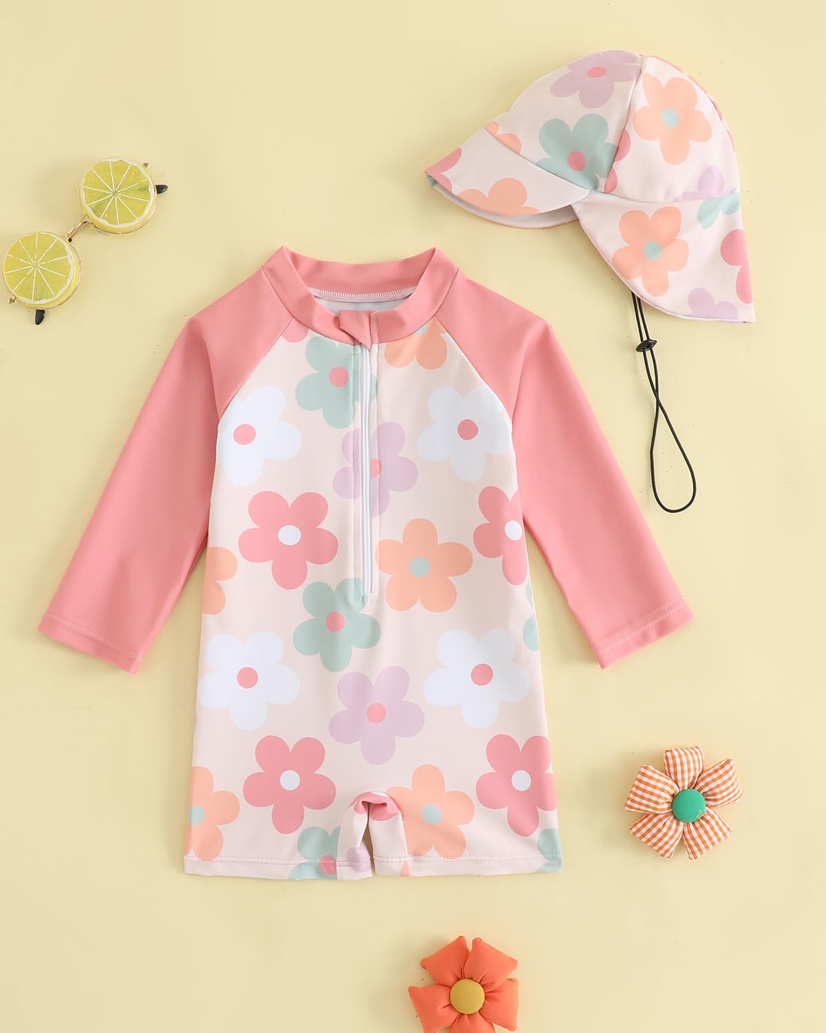 Maillot de Bain Bebe Garçon Fille Anti UV 3 Mois - 3 Ans, UPF 50+ Combinaison Bebe avec Chapeau, Tee Shirt Bébé à Manches Longues