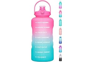 1 Gallon Water Bottle with Straw, 128 oz Water Bottle with Time Markers