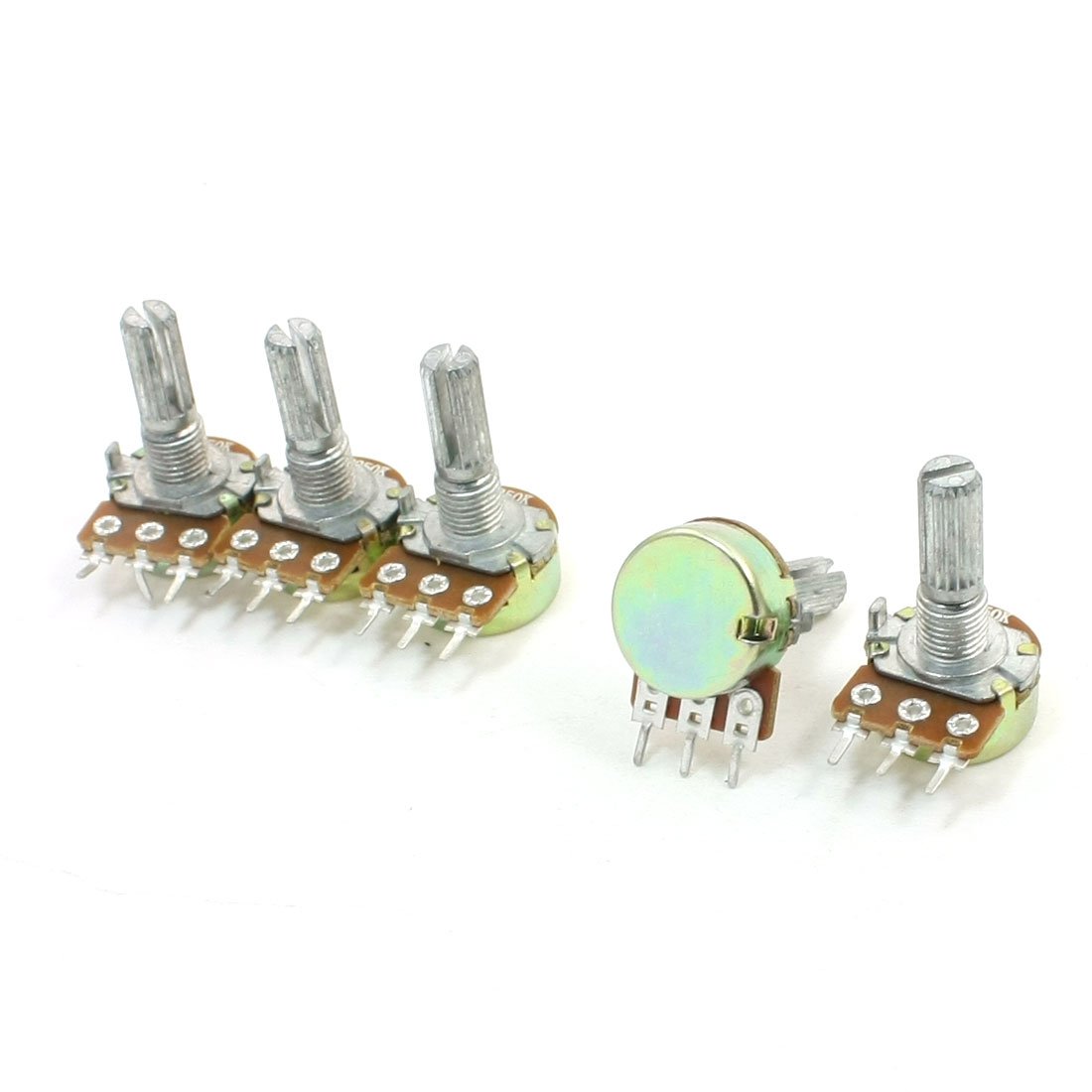 Uxcell Sourcingmap 5Pcs 6Mm Shaft Top Adjustment Rotary Linear Taper Potentiometers 250K